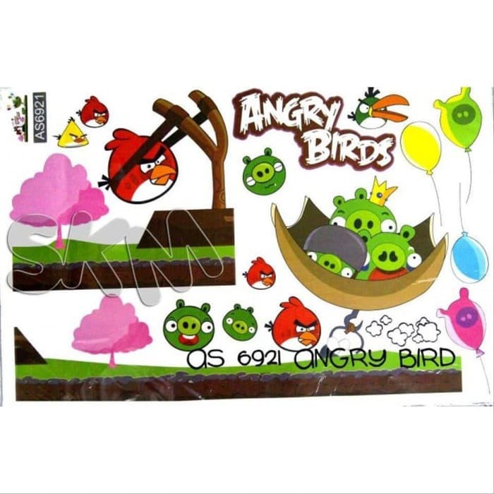 JEJO AS6921 ANGRY BIRD N GREEN PIG 60x90 wall stiker transparan