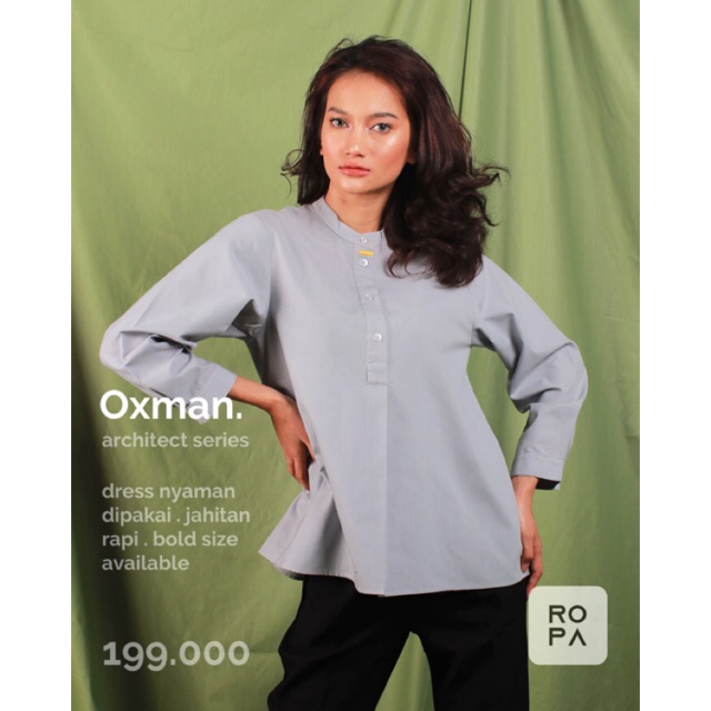 OXMAN - Female Blouse Collarless Lengan Panjang