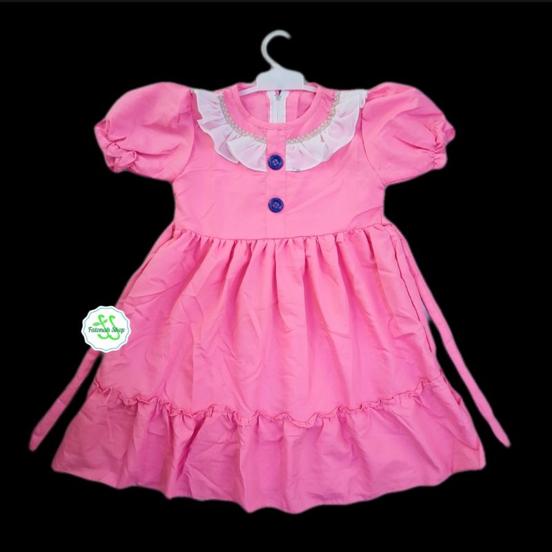 Dress Anak 6 7 8 9 tahun baju gaun anak cewek tanggung renda rempel ( dress cotunila tg )