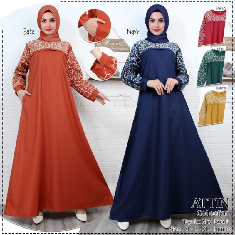 GAMIS TOYOBO BORDIR TERBARU BY ATTIN COLLECTION