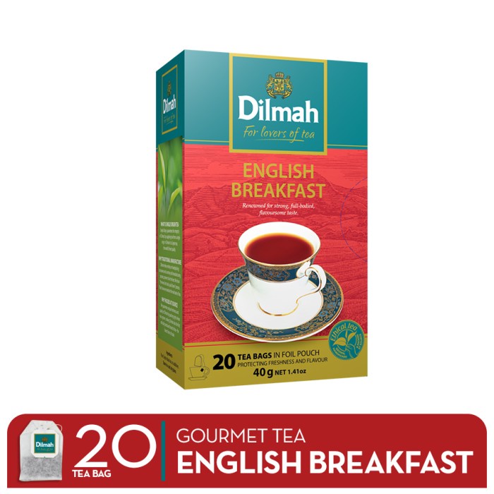 

Teh-Daun- Dilmah Gourmet Tea English Breakfast - Teh Celup - Tag Tbag 20 -Daun-Teh 800 Teh-Makanan-