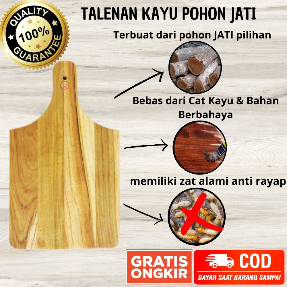 Talenan Telenan Tatakan Alas Kayu Jati kuat bulat Besar Multifungsi Peralatan masak Dapur Murah