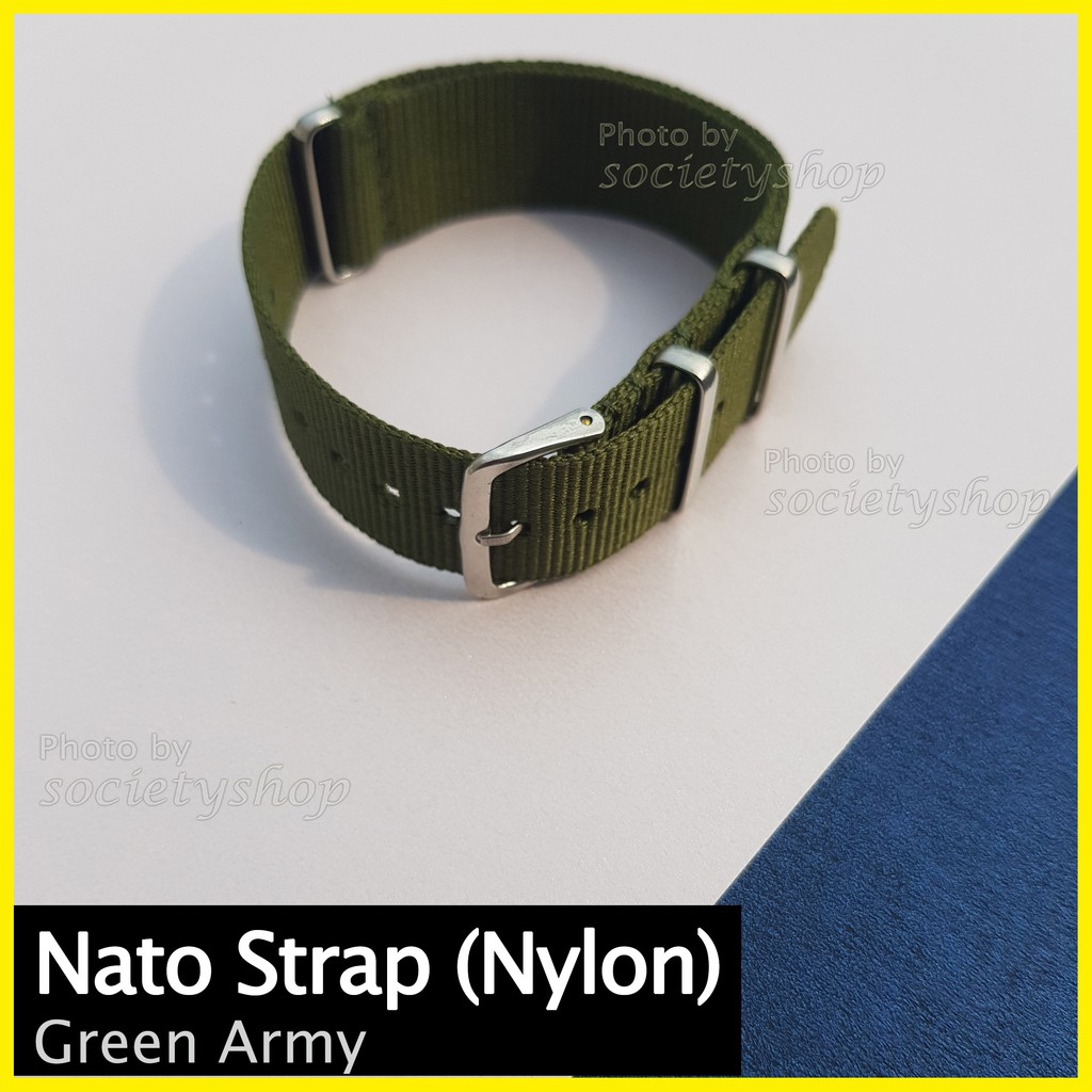 Nato Strap Zulu Tali Jam Nylon Canvas 20mm 22mm Hijau tentara Green Army Watch Seiko DW 22 Diver