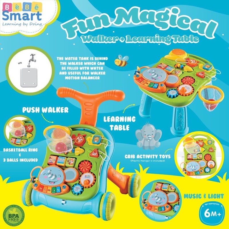 BEBESMART PUSH WALKER Bisa dibentuk Meja/FUN MAGICAL WALKER BEBESMART/BEBE SMART/DORONGAN BELAJAR JALAN BAYI/Mainan Bayi Belajar Jalan Bebe smart Push Walker Play along walker/Mainan bayi dorongan