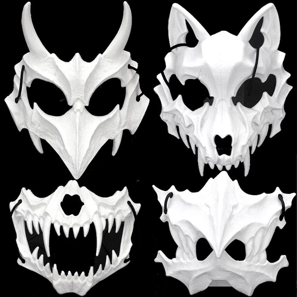 R-flower 2PCs Halloween Demon protectionHorror Face Headwear Topeng Tengkorak Manusia Serigala