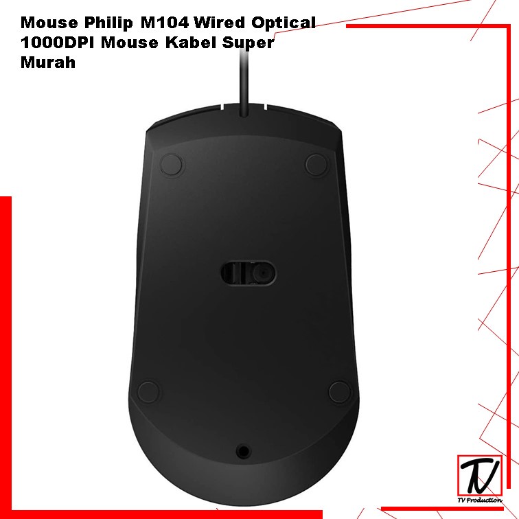 Mouse Philip M104 Wired Optical 1000DPI Mouse Kabel Super Murah