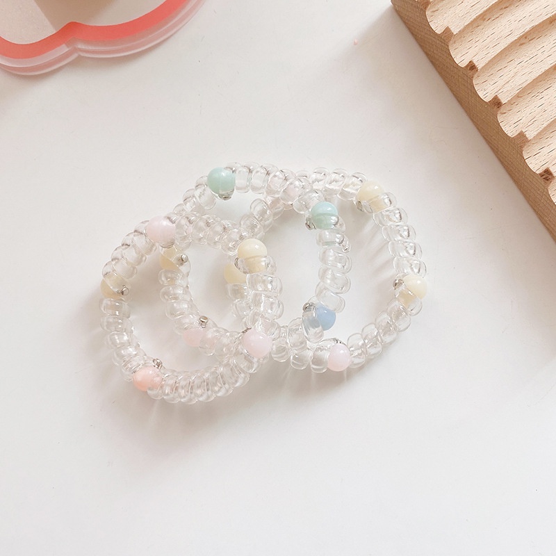 Candy Jewelry Fashion Korea Telephone line Hairbands Transparent Bead Headbands Elastic Hair Ties Scrunchies for Women and Girls