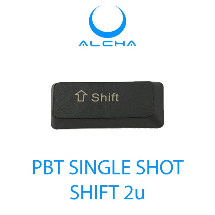 ALCHA KEYCAPS PBT SHIFT 1.75U / 2U SINGLE SHOT BLACK MODIFIER - SHIFT 2U