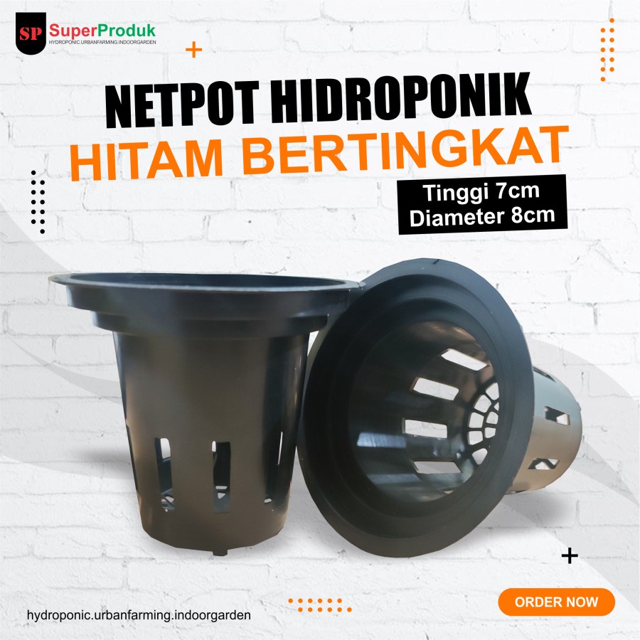 Netpot Bertingkat Tinggi 7cm Diameter 8cm Hitam