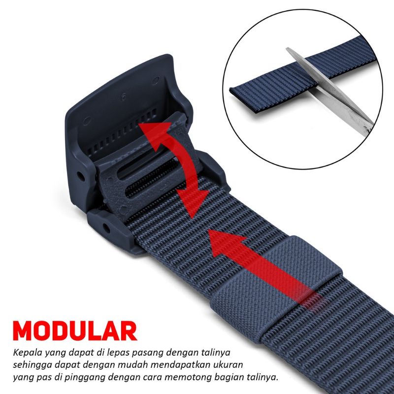 IKAT PINGGANG PRIA NYLON CANVAS JEPIT POLOS / IKAT PINGGANG PRIA ANTI METAL DETECTOR