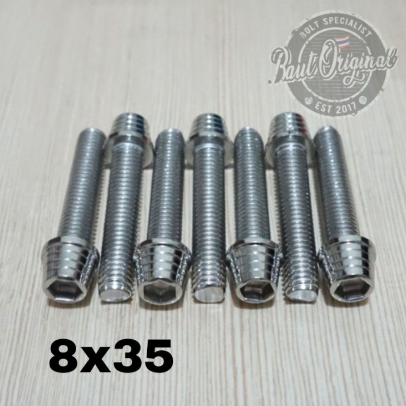 Baut probolt kerucut silver 8x35 drat 12 panjang 3.5cm heng thailand harga satuan