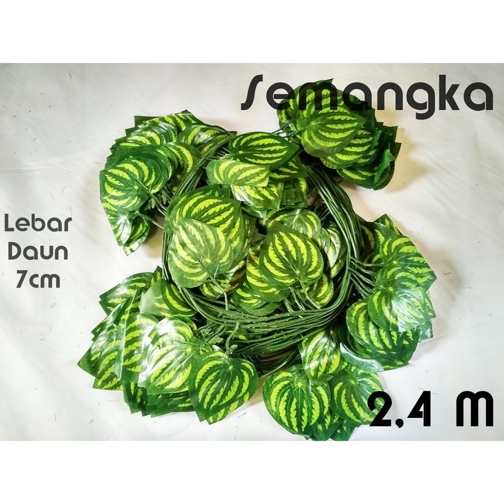 Daun Rambat Ivy Anggur Maple Srigading Artificial Palsu Dekorasi Bunga Plastik-Semangka 2,4 m