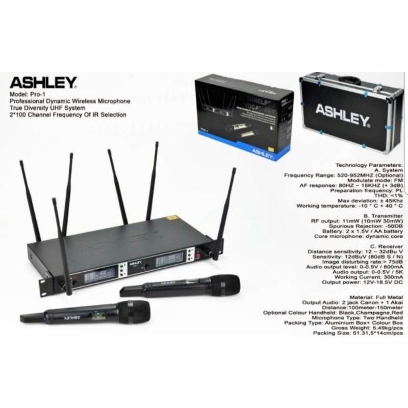 Mic Wireless Ashley Pro 1 Original Mic Ashley Pro1 Free Koper