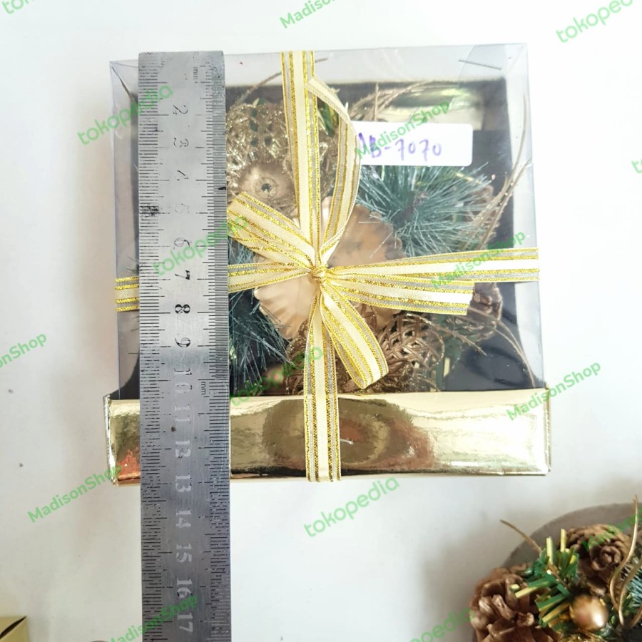 Tempat Lilin Doa Adven Pinus Krans Candle Wreath Murah Hiasan Natal - AB 7070