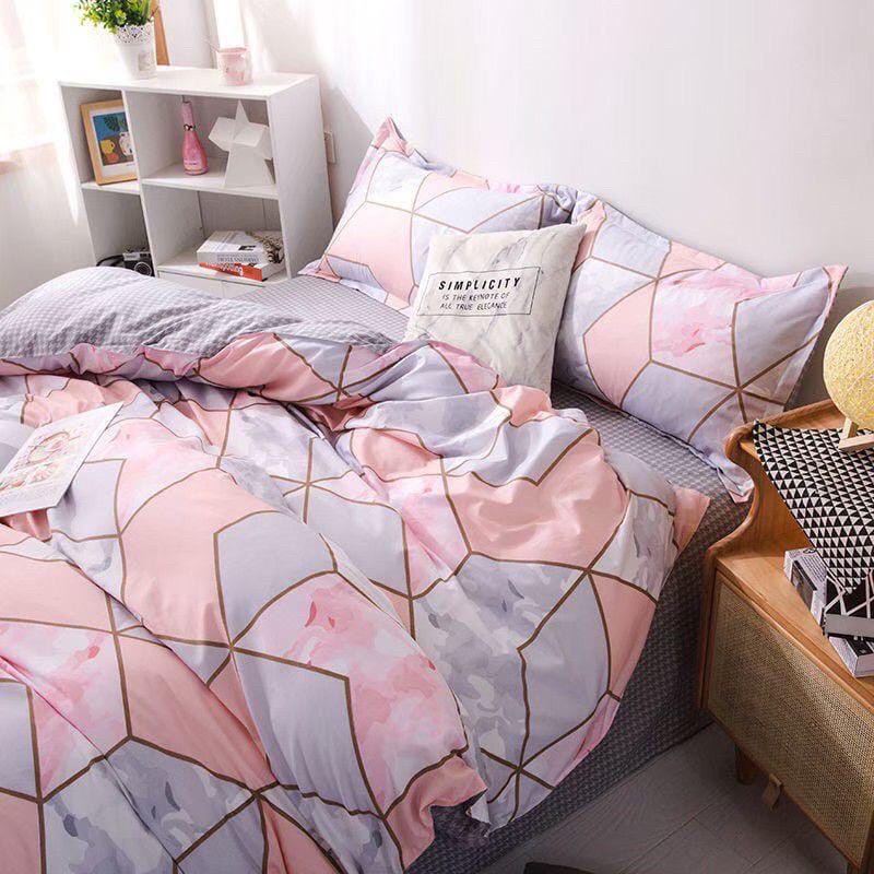 SPREI SETELAN SARUNG BANTAL DAN SARUNG GULING MOTIF MARBLE MAZE UK. 90,120,140,160 &amp; 180