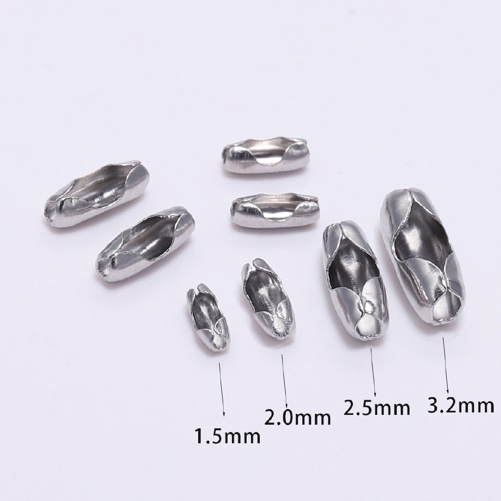 50pcs / Lot Konektor Rantai Bola Bahan Stainless Steel 1.5 2.0 2.5 3.2 mm Untuk Membuat Perhiasan Diy