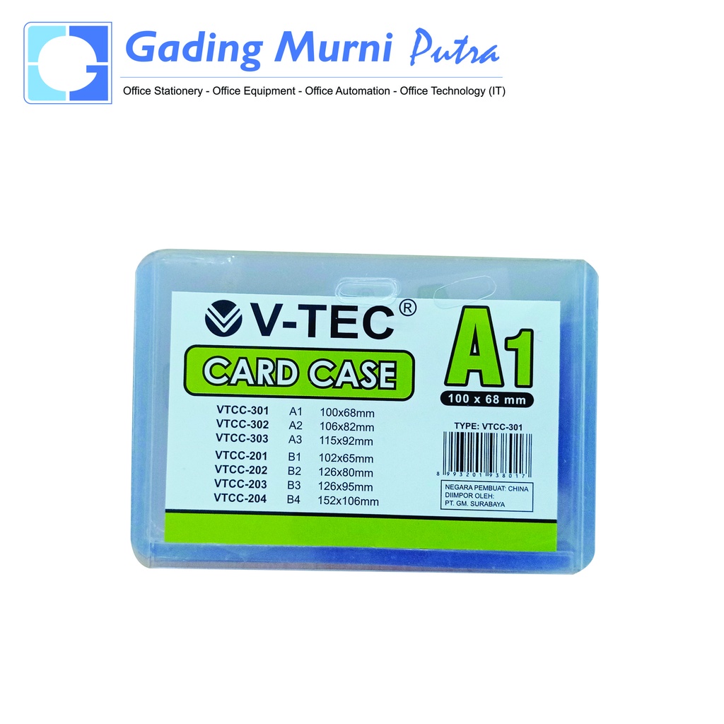 

Tempat Id Card Case A1 / Plastik Kartu Nama / Name Tag / Plastik ID Card V-Tec VTCC-301 A1 100 x 68 mm