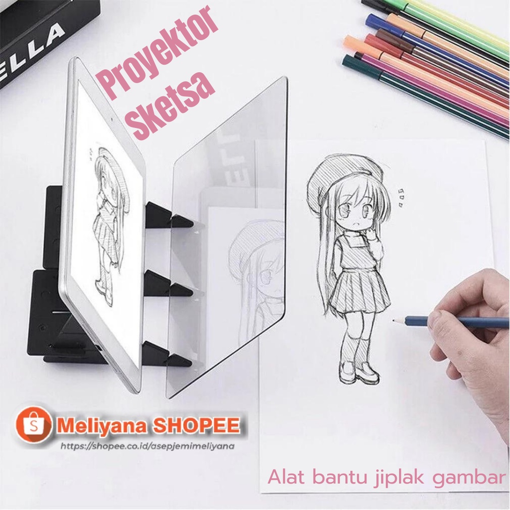 Alat Jiplak Gambar Latihan Menggambar dan Mewarnai Anak - Sketch Tracing Drawing Board