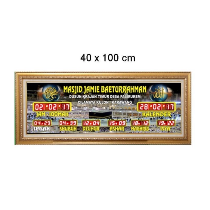 JAM MASJID DIGITAL JAM ADZAN JADWAL SHOLAT CUSTOM NAMA MASJID 40x100cm