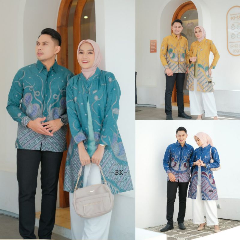 BATIK COUPLE ORI KANZA TUNIK KEMEJA ATASAN BATIK BAHAN KATUN PRIMA HALUS SERAGAM KANTOR