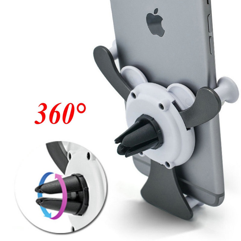 360° Bracket Dudukan iPhone Dan Android Universal Bentuk Panda Lucu Untuk Kisi Ac Mobil