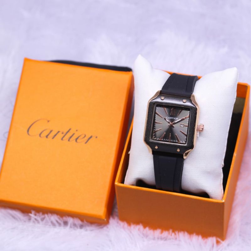 Jam Tangan Cartier Rubber Pria Wanita Terlaris Free Box Kasual