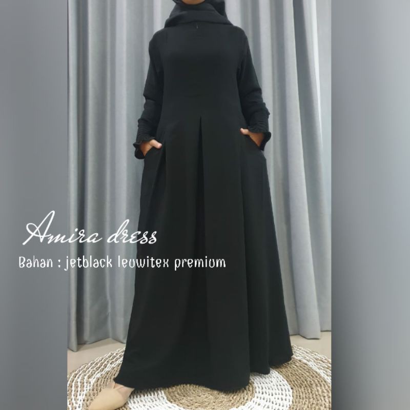 JETBLACK AMIRA / GAMIS JETBLACK / GAMIS SYAR'I MUSLIMAH / GAMIS HITAM / JETBLACK LEUWITEX
