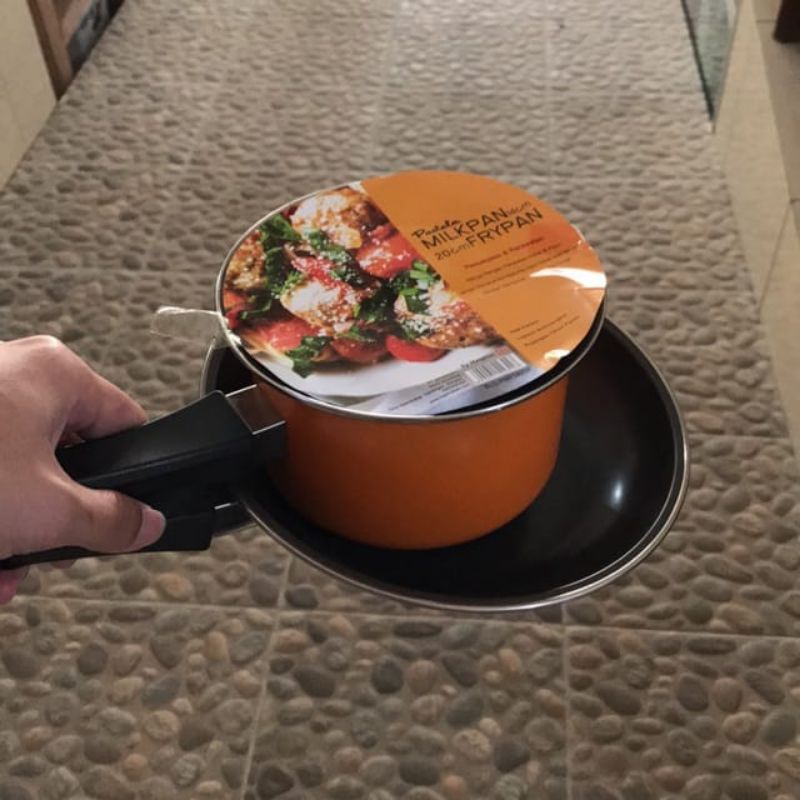 Pastela Set Milkpan 14cm &amp; Frypan 20cm/ Pastella Panci Teflon