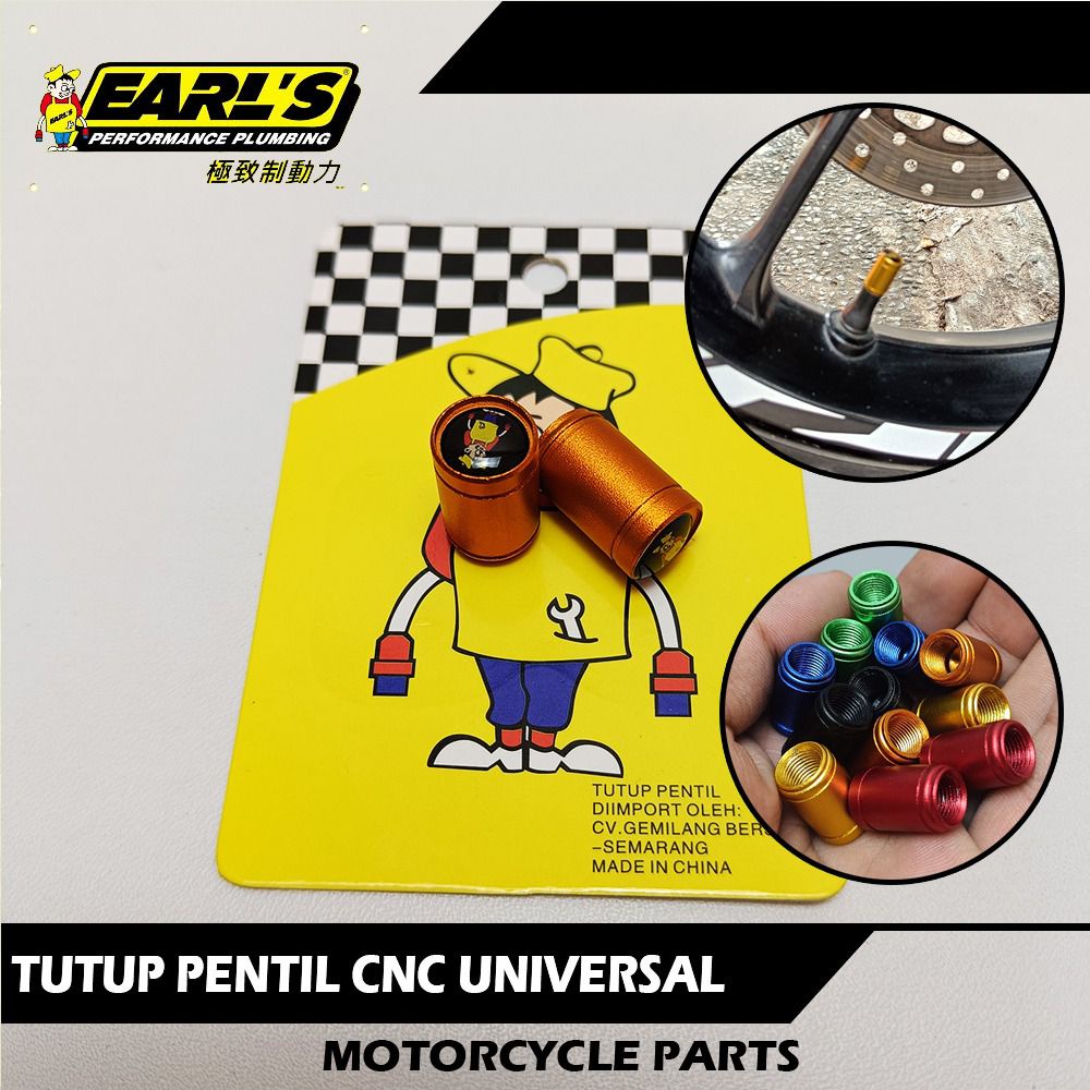 tutup pentil  warna polos earles universal motor, bebek, sport dan metic