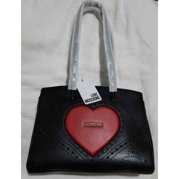 ORIGINAL 100% Tas Love Moschino . Tipe Logo Heart Detail Hand Bag. Warna Hitam.