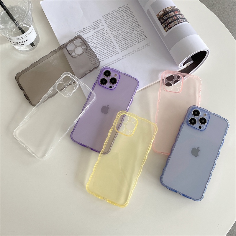 Case Pelindung Bahan TPU Transparan Bentuk Gelombang Untuk Iphone 7 8 PLUS X XR XS 11 12 13 Mini PRO MAX SE 2020