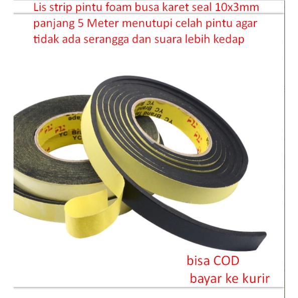 Jual Lis strip pintu foam busa karet seal 10x3mm panjang 5 Meter ...