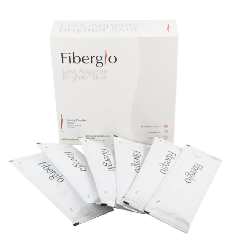 FIBERGLO LESS APPETITE BRIGHTER SKIN PELANGSING kurus + PEMUTIH BPOM lancar bab pencernaan