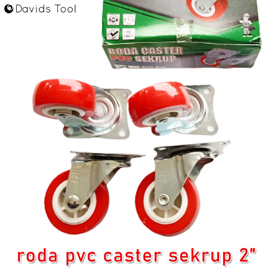 Roda Troli Gerobak Etalase Mesin Cuci Lemari Kulkas Ban Meja Caster Pvc 2 Inch Hidup