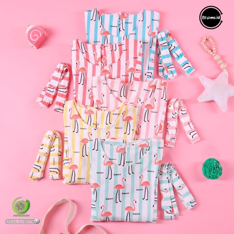 DRESS RUFFLE SET FLAMINGO BLOOMS USIA 2-10TAHUN