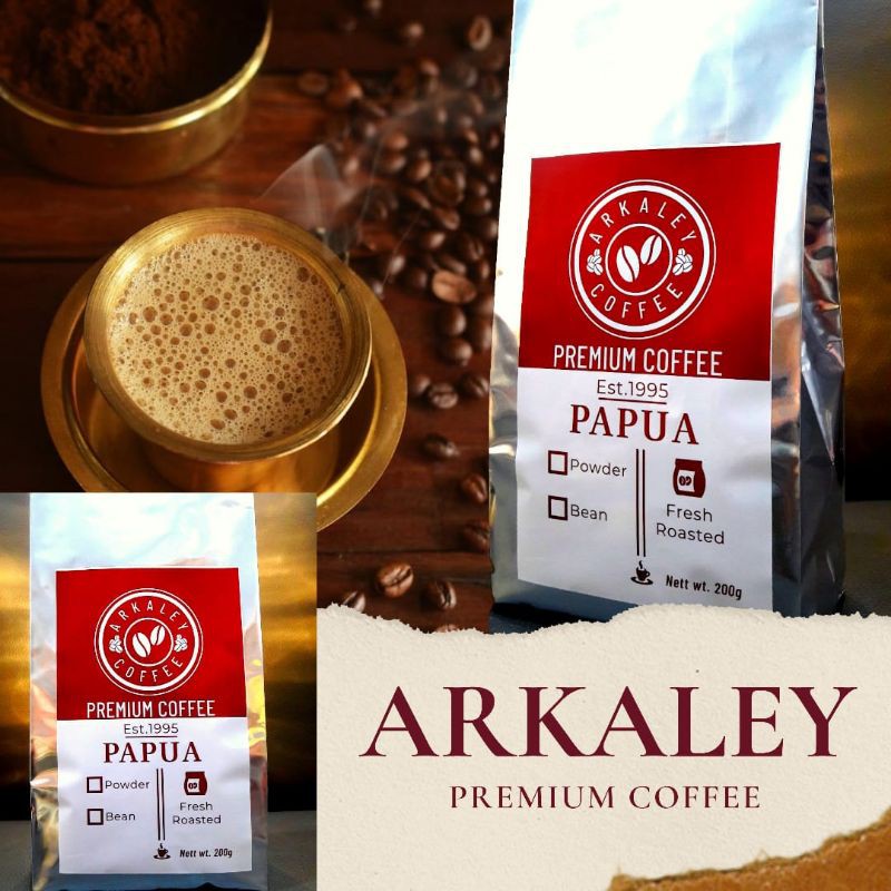 

Kopi Papua Premium Coffee Arkaley 200g Bubuk dan Biji