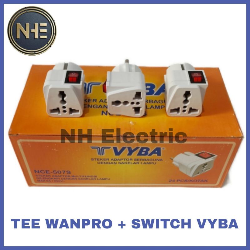 T Wanpro + Switch Vyba - Tee Wanpro + Switch Vyba - Over Steker Universal + Switch Vyba - Adaptor Travel Universal Saklar On/Off Vyba