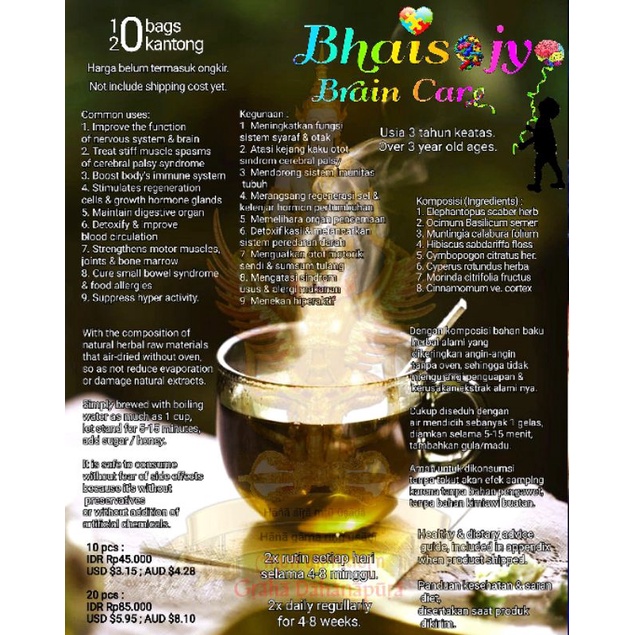 

BHAISAJYA : BRAIN CARE (CP & AUTISM BRAIN-FOODS) isi 10 pcs