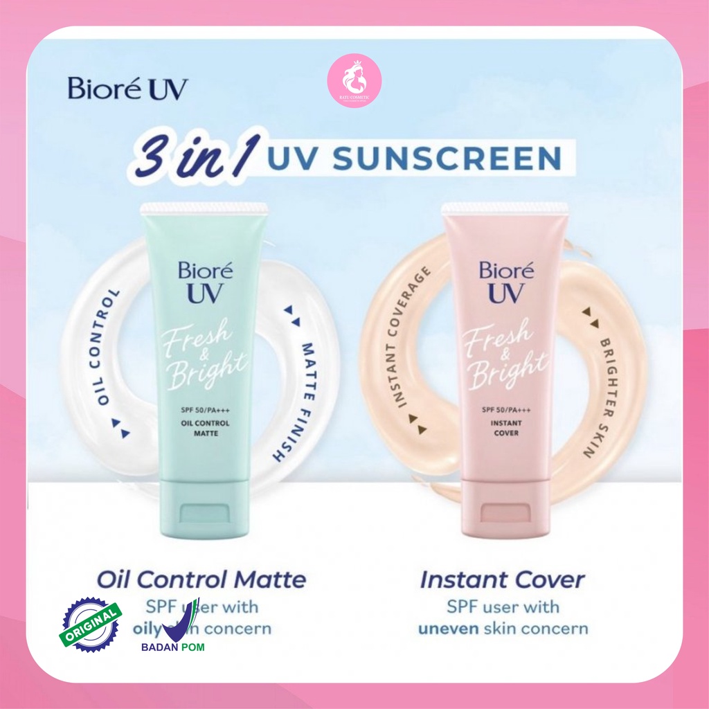 Biore UV Fresh &amp; Bright Oil Control Matte Sunscreen SPF 50+ PA+++ 30g