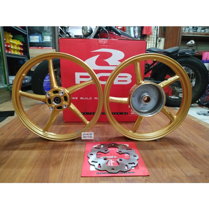 Velg Bintang Motor Merk RCB Tipe 522 Ukuran 140/160 Ring 14 Motor Vario 125 Warna Gold Velg Palang M