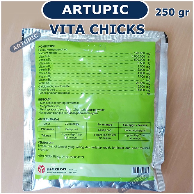 Vita Chicks 250 gram Vitamin obat pertumbuhan ayam unggas burung vitachicks