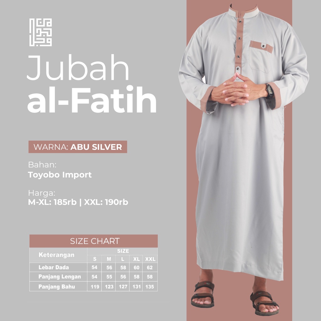 Jubah Pria Saudi Dewasa Lengan Panjang Bahan Toyobo Premium Al Fatih