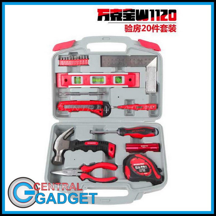 WORKPRO Alat Set Perkakas Palu Tang Obeng Penggaris L Senter 98 in 1
