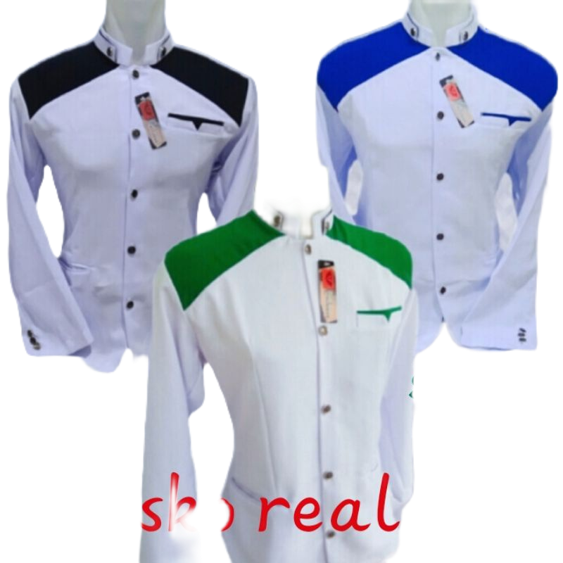 Jasko Polos Jas Koko Pria Dewasa Putih Kombinasi Lengan Panjang Terbaru 2024