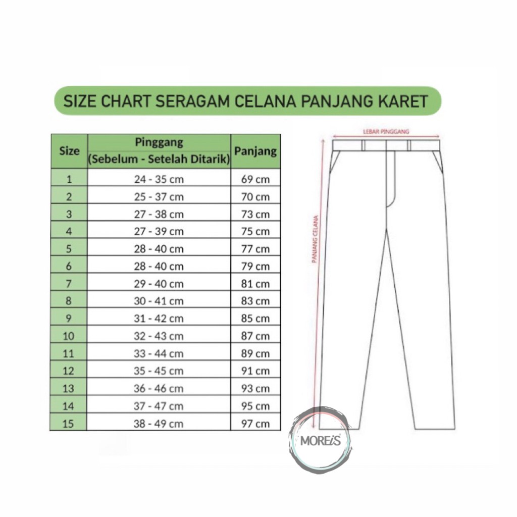 Celana SD Panjang Karet Hijau