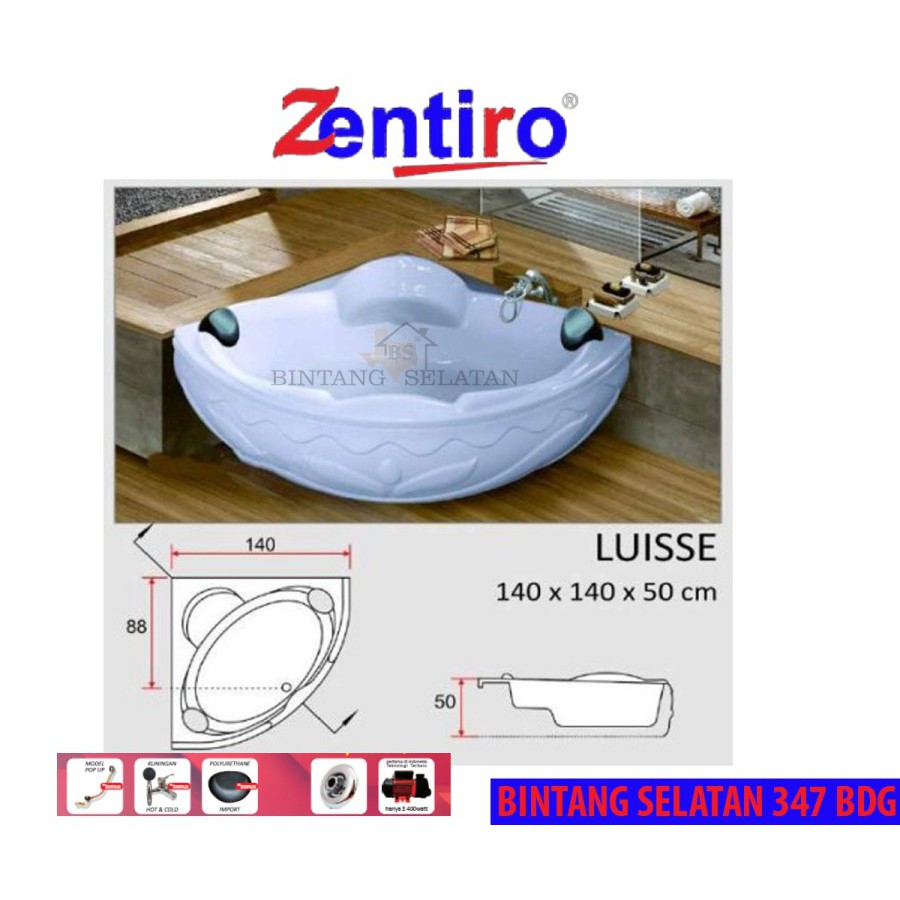 BATHTUB CORNER ZENTIRO / BATHTUB KAMAR MANDI LUISSE PAKET WHIRLPOOL