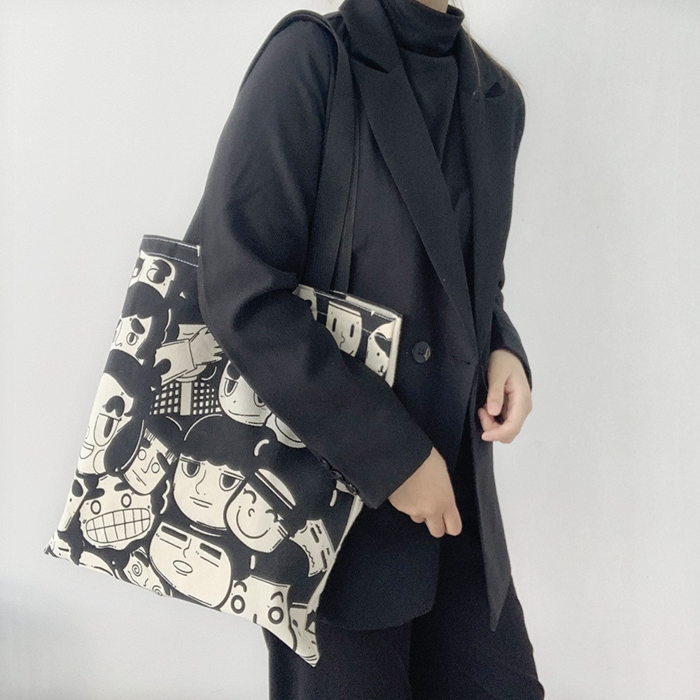 TC-87 tas kanvas canvas wanita import shoulder bag bahu korea jepang full face