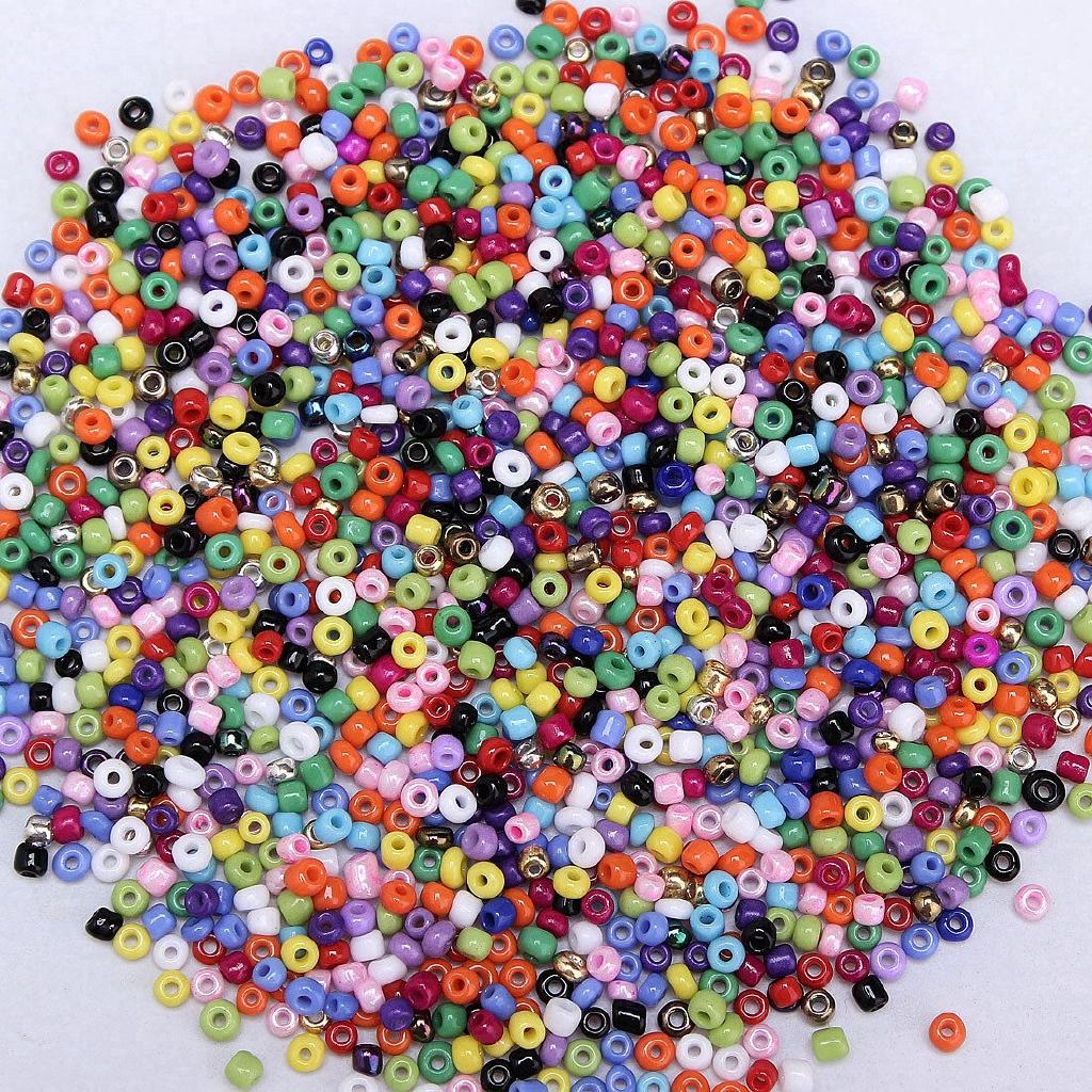 1000Pcs Manik-Manik Kaca Bulat Warna-Warni untuk Membuat Perhiasan DIY