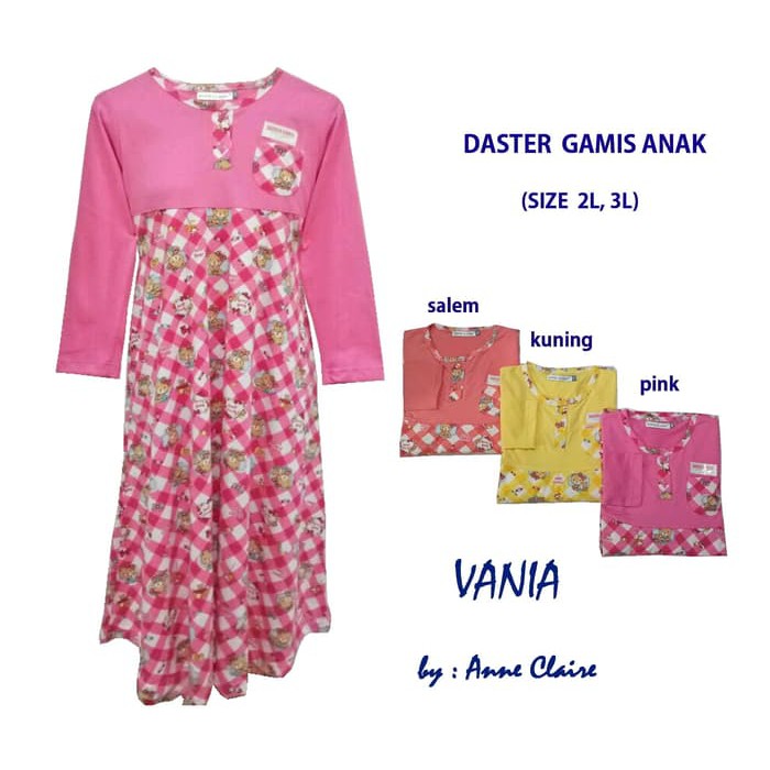 VANIA Gamis Anak Cewek   Baju Muslim   Dress Murah Anne Claire  2L 3L  Limited