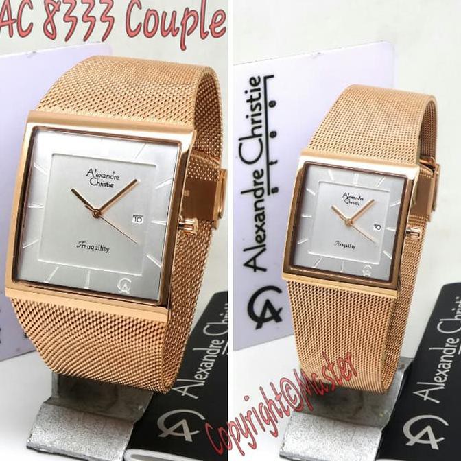 Jam Tangan Couple Alexandre Christie Ac 8333 Md + Ld Rose Gold R86 Harga Grosir